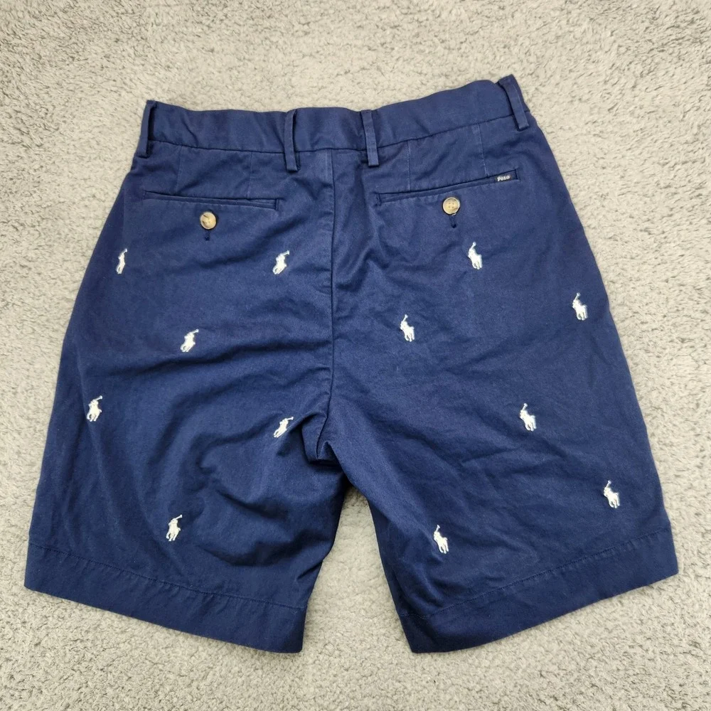 Polo Ralph Lauren Stretch Classic Fit Chino Shorts Mens 30 Pony Print Blue